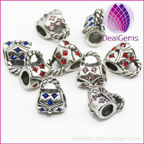 Handbag Shape Alloy Beads with 5mm Hole